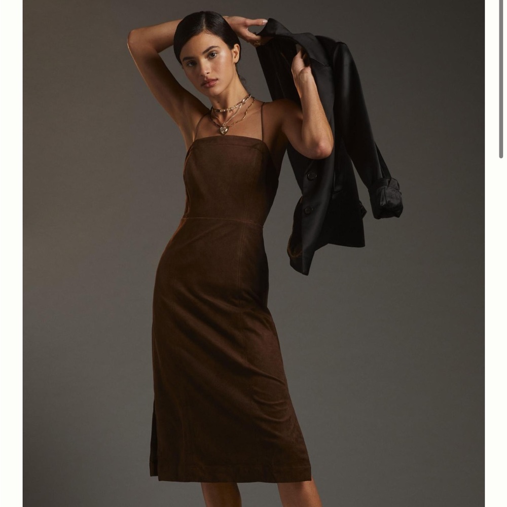 Anthropologie suede midi dress